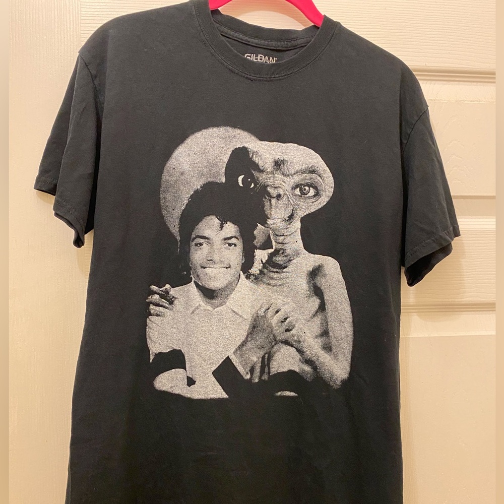 Michael Jackson and ET Gildan Black and White Graphic T